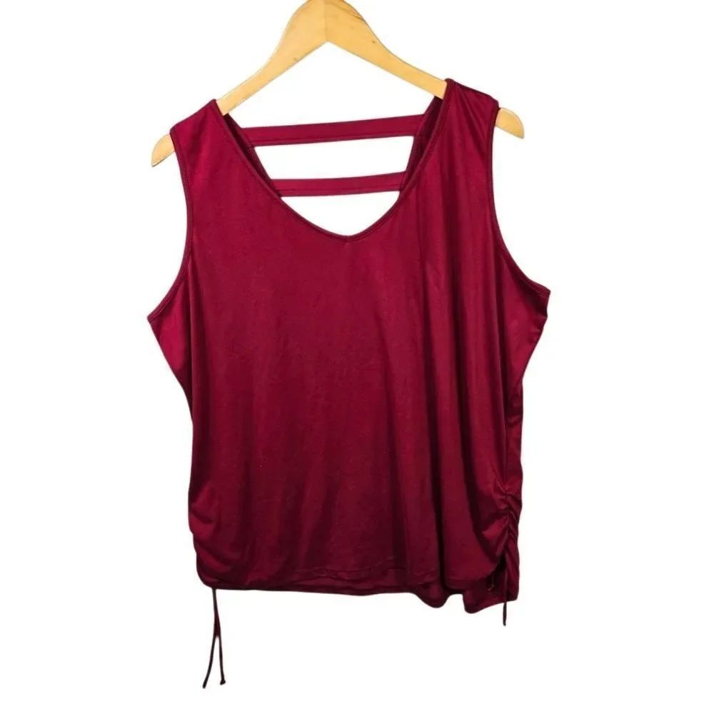 M. Fasis Womens Red V-neck Ladder Back Cutout Stretch Tank Top Shirt Size 3x